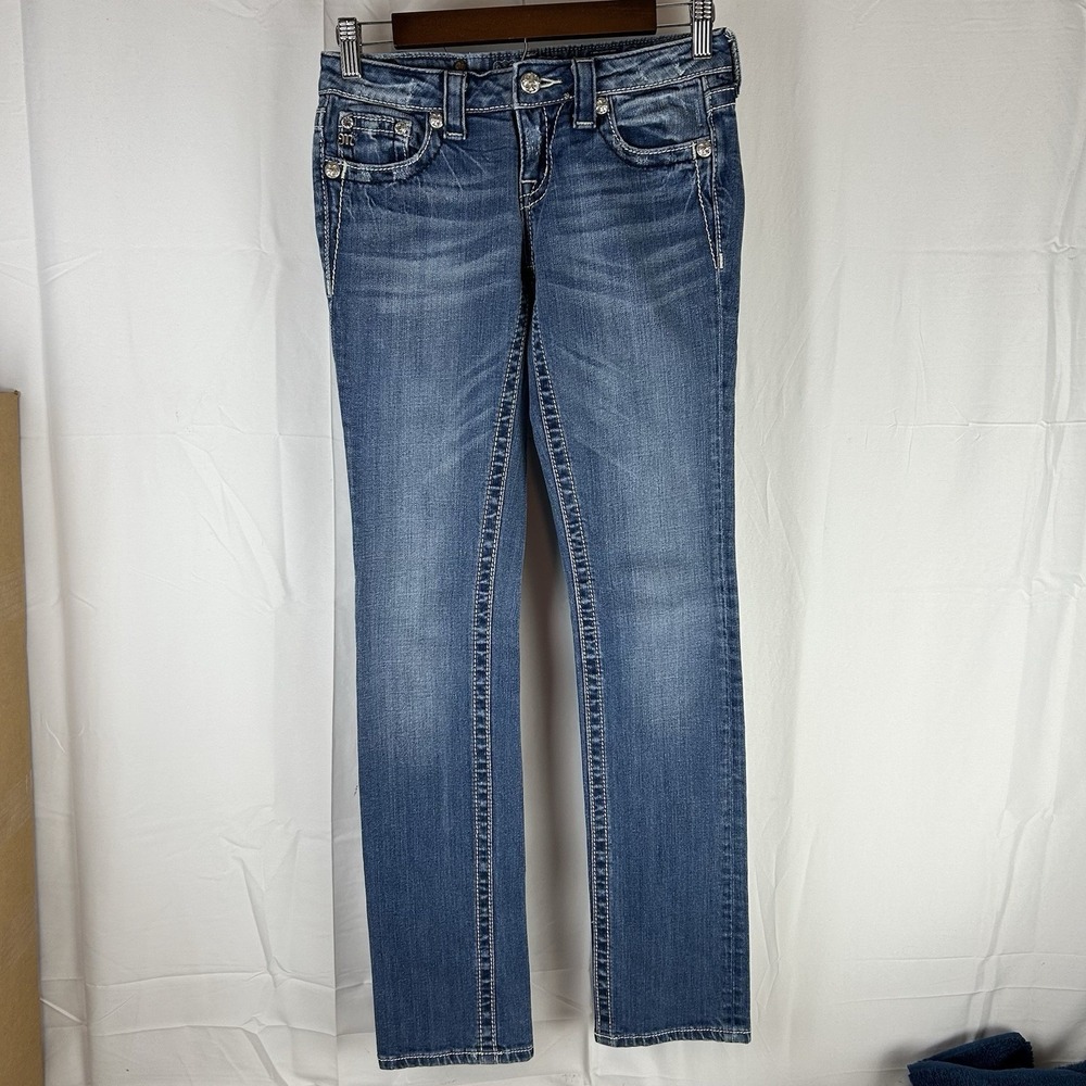 Miss Me Jeans Women's Size 26 Blue JP5332T3 Straight Leg‎ Stretch Denim